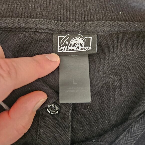 Lurking Class by Sketchy Tank Chains Collar Embroidered Black Polo Shirt Alt L - Picture 6 of 6